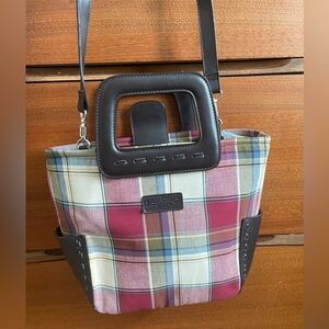 Longaberger Crossbody/ Satchel Plaid Handbag Purse Detachable Shoulder Strap